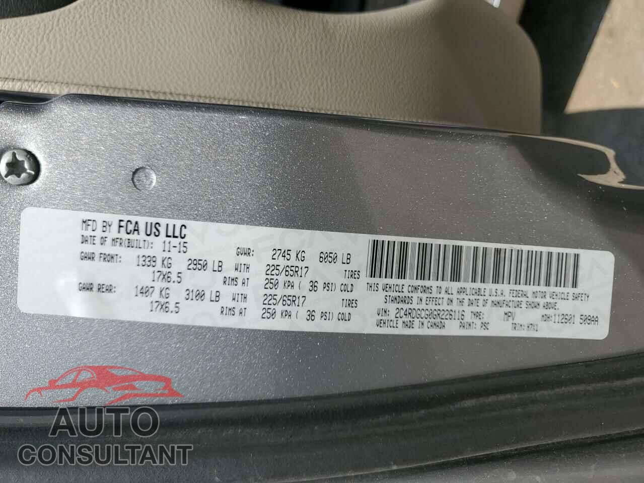 DODGE CARAVAN 2016 - 2C4RDGCG0GR226116