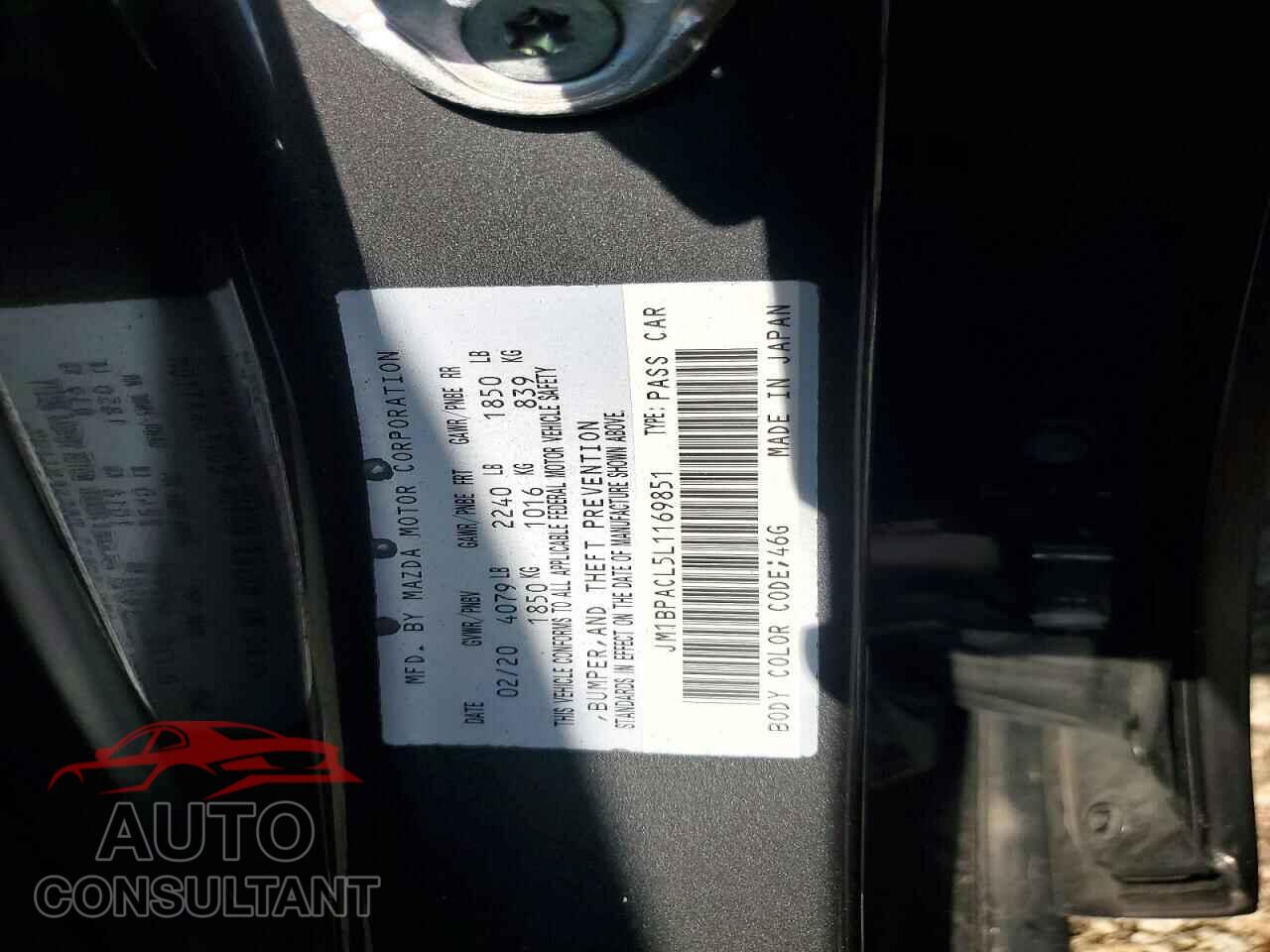 MAZDA 3 2020 - JM1BPACL5L1169851