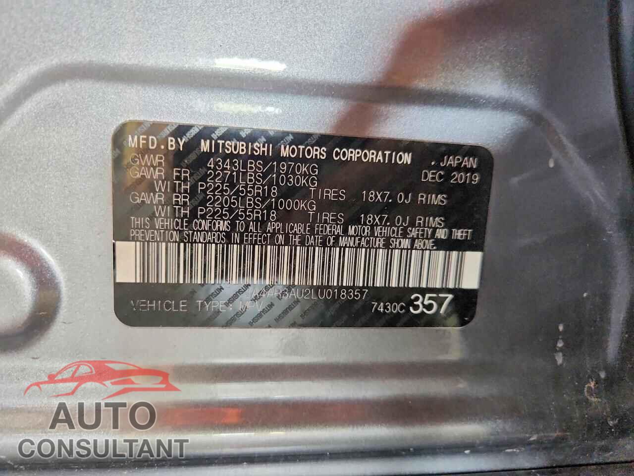MITSUBISHI OUTLANDER 2020 - JA4AR3AU2LU018357