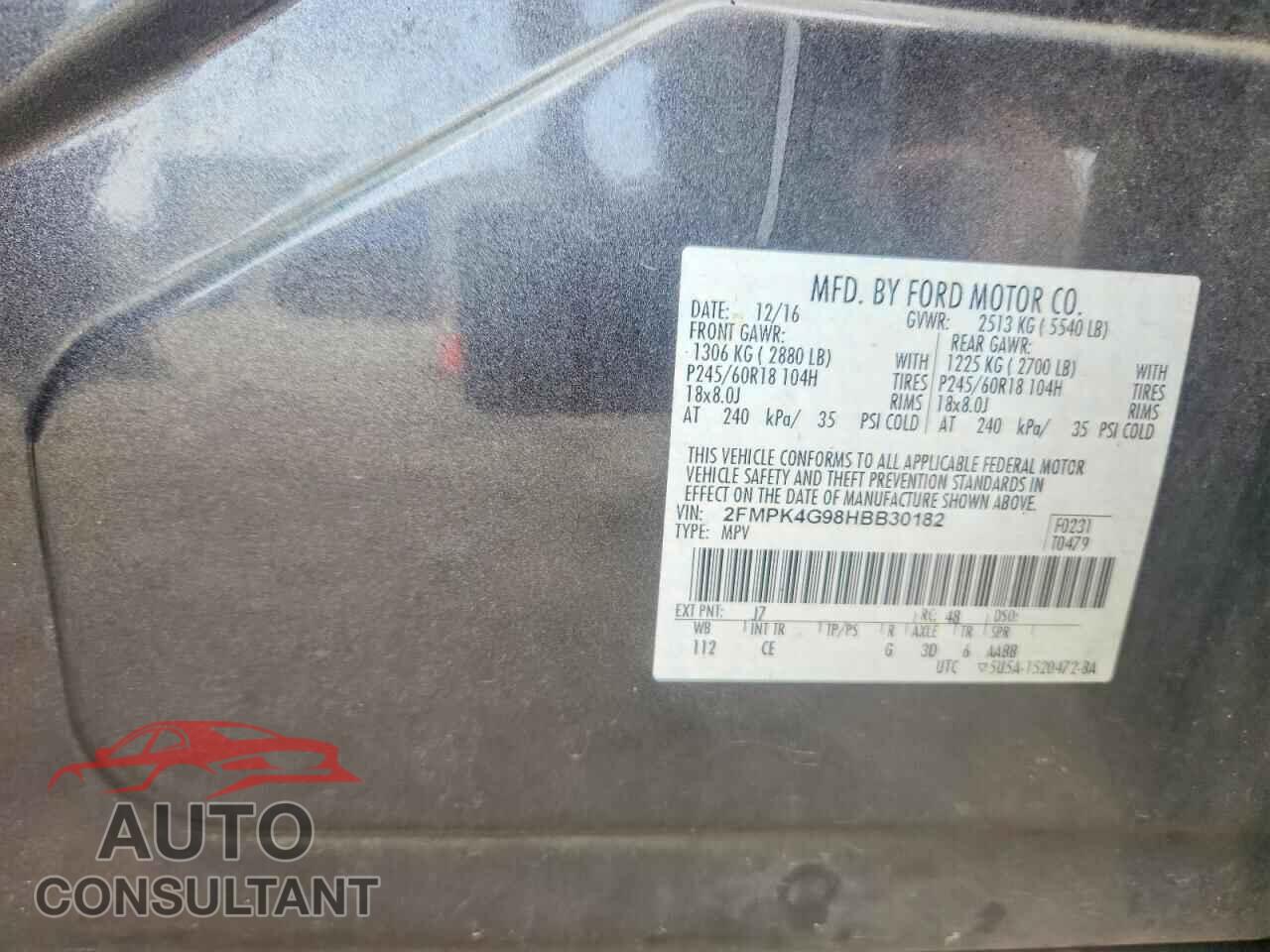 FORD EDGE 2017 - 2FMPK4G98HBB30182