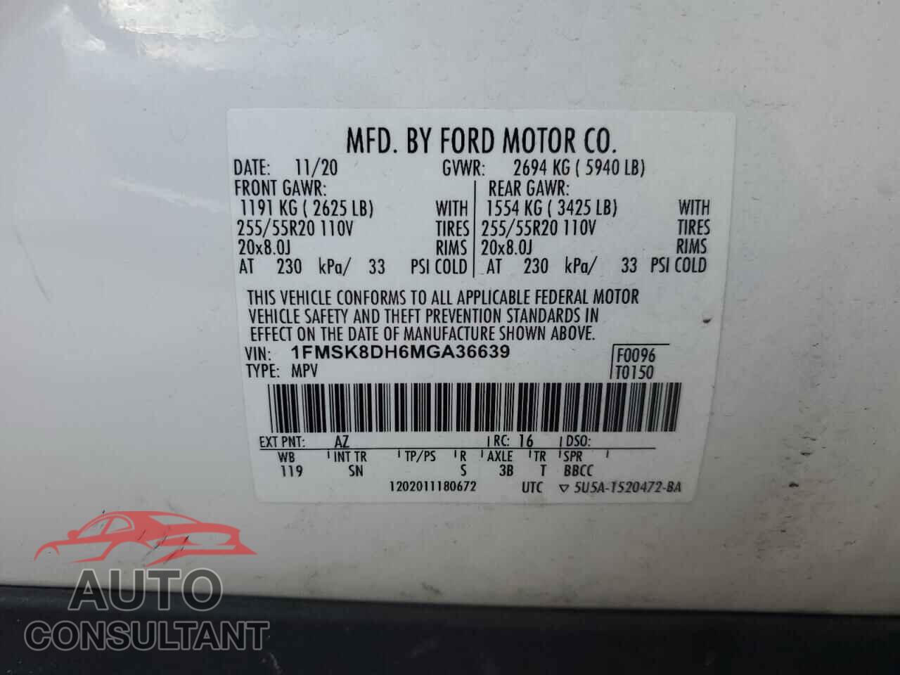 FORD EXPLORER 2021 - 1FMSK8DH6MGA36639