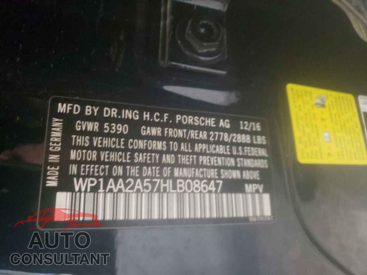 PORSCHE MACAN 2017 - WP1AA2A57HLB08647