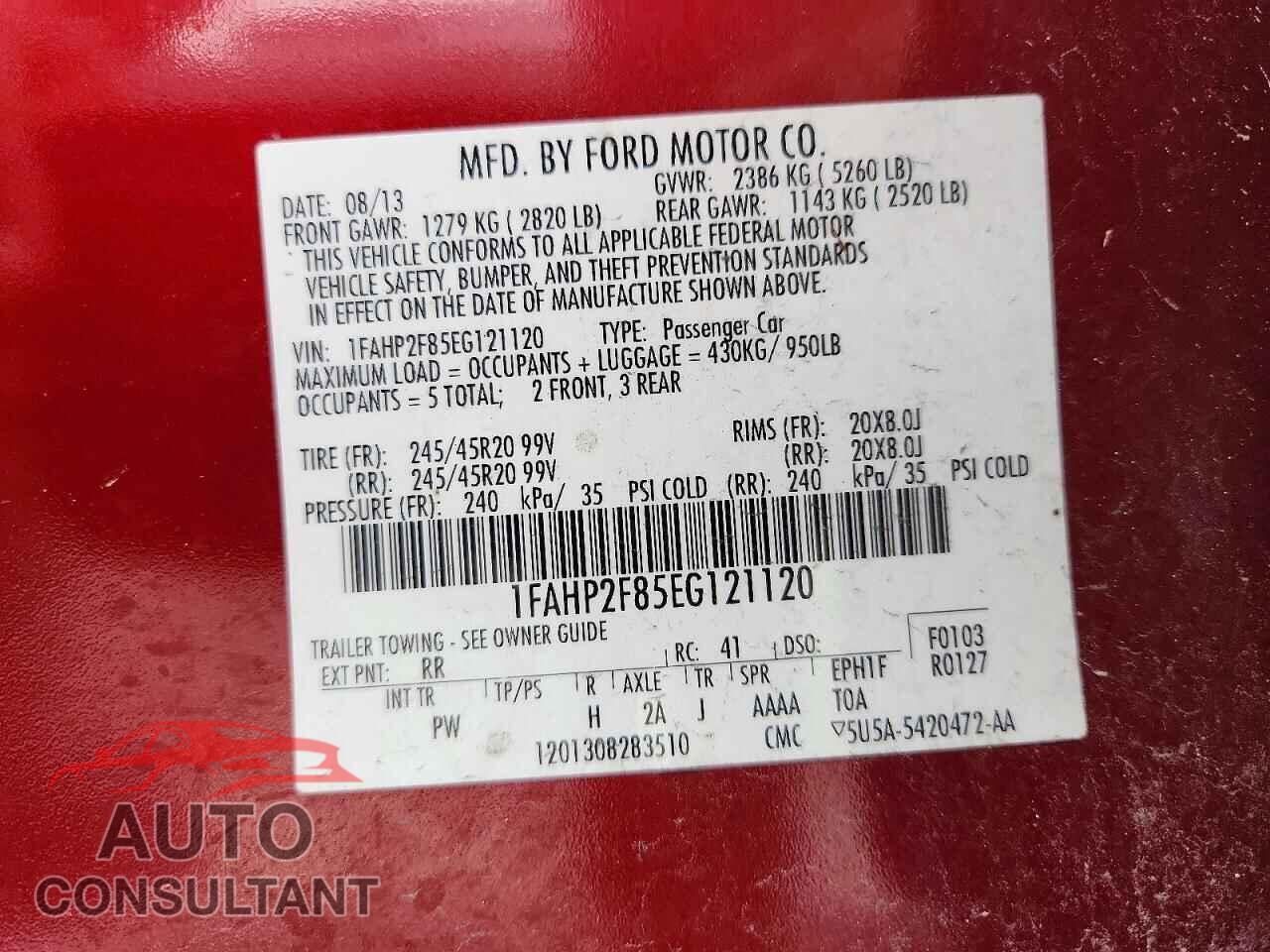 FORD TAURUS 2014 - 1FAHP2F85EG121120
