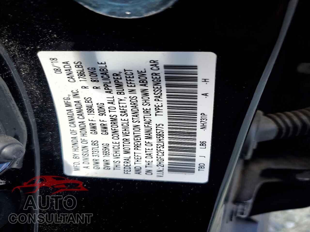 HONDA CIVIC 2018 - 2HGFC2F52JH585775