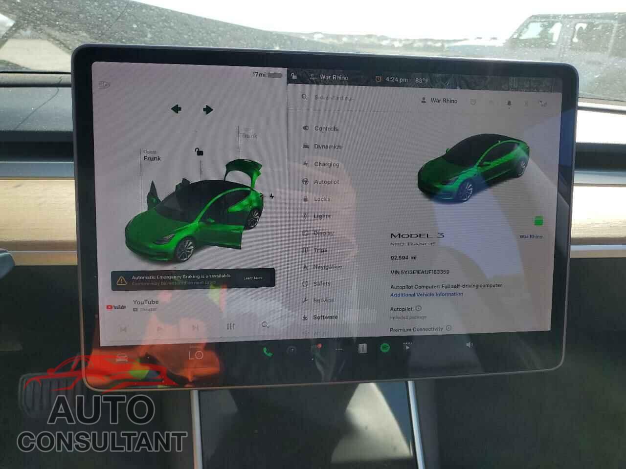 TESLA MODEL 3 2018 - 5YJ3E1EA1JF163359