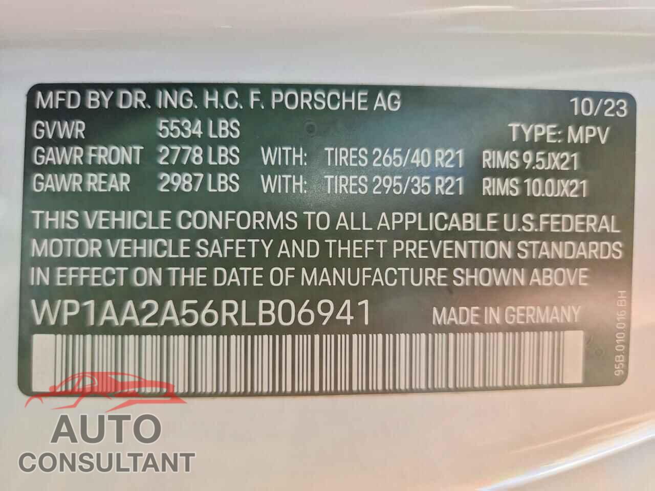 PORSCHE MACAN 2024 - WP1AA2A56RLB06941