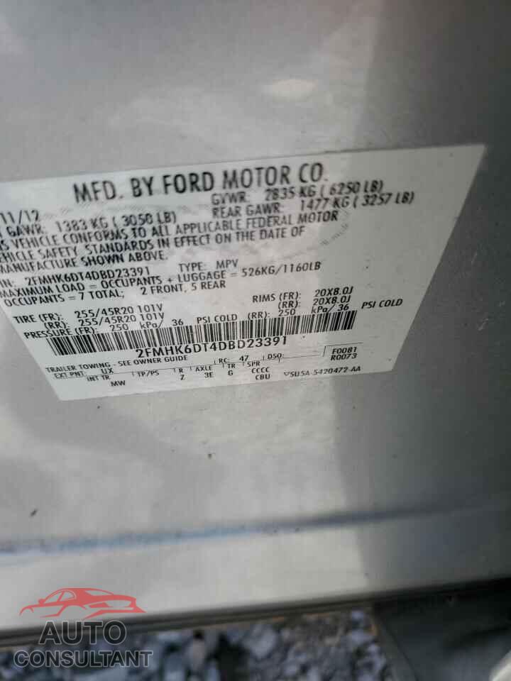 FORD FLEX 2013 - 2FMHK6DT4DBD23391