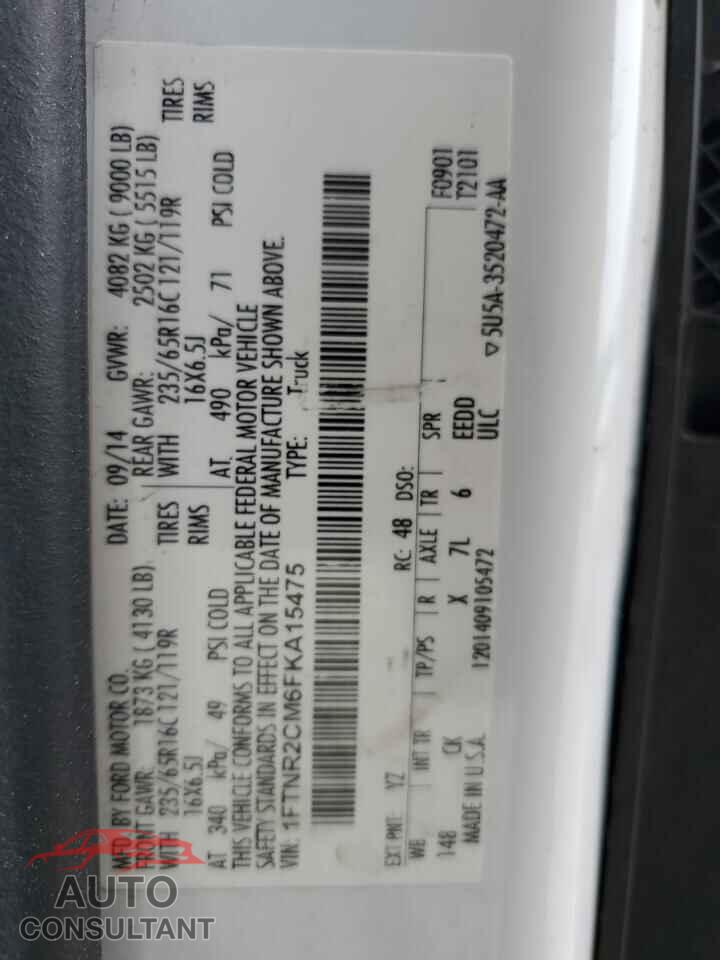 FORD TRANSIT 2015 - 1FTNR2CM6FKA15475