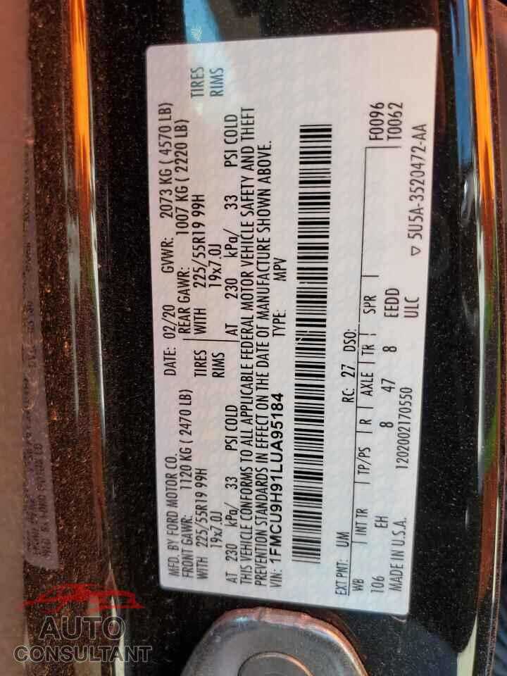FORD ESCAPE 2020 - 1FMCU9H91LUA95184
