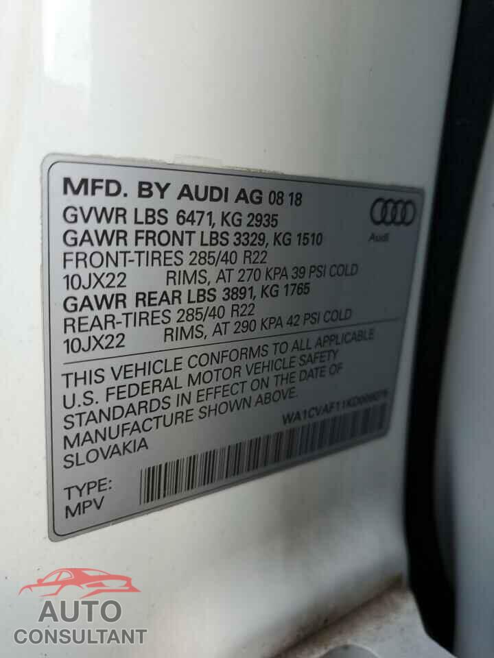 AUDI Q8 2019 - WA1CVAF11KD006075