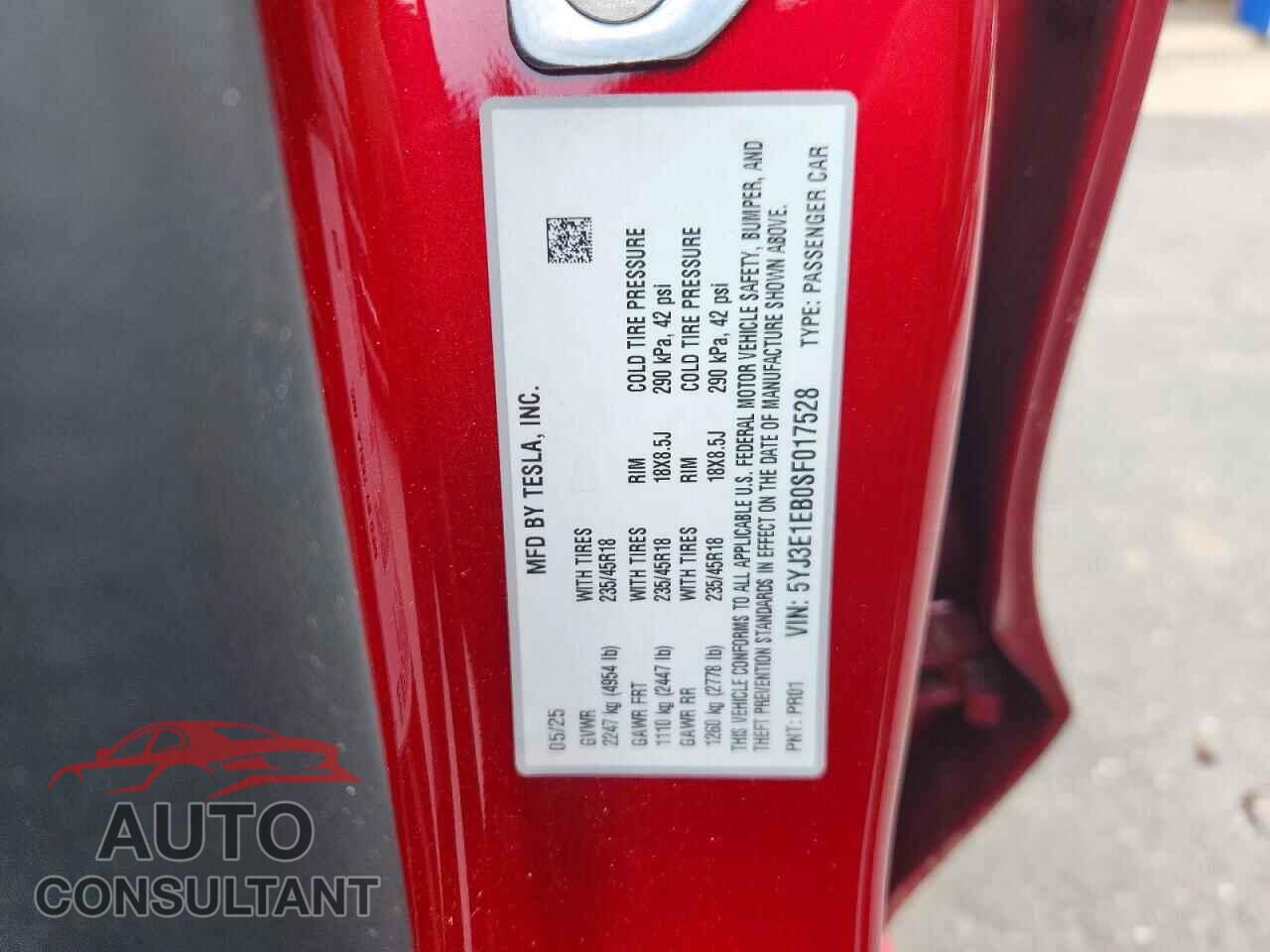 TESLA MODEL 3 2025 - 5YJ3E1EB0SF017528