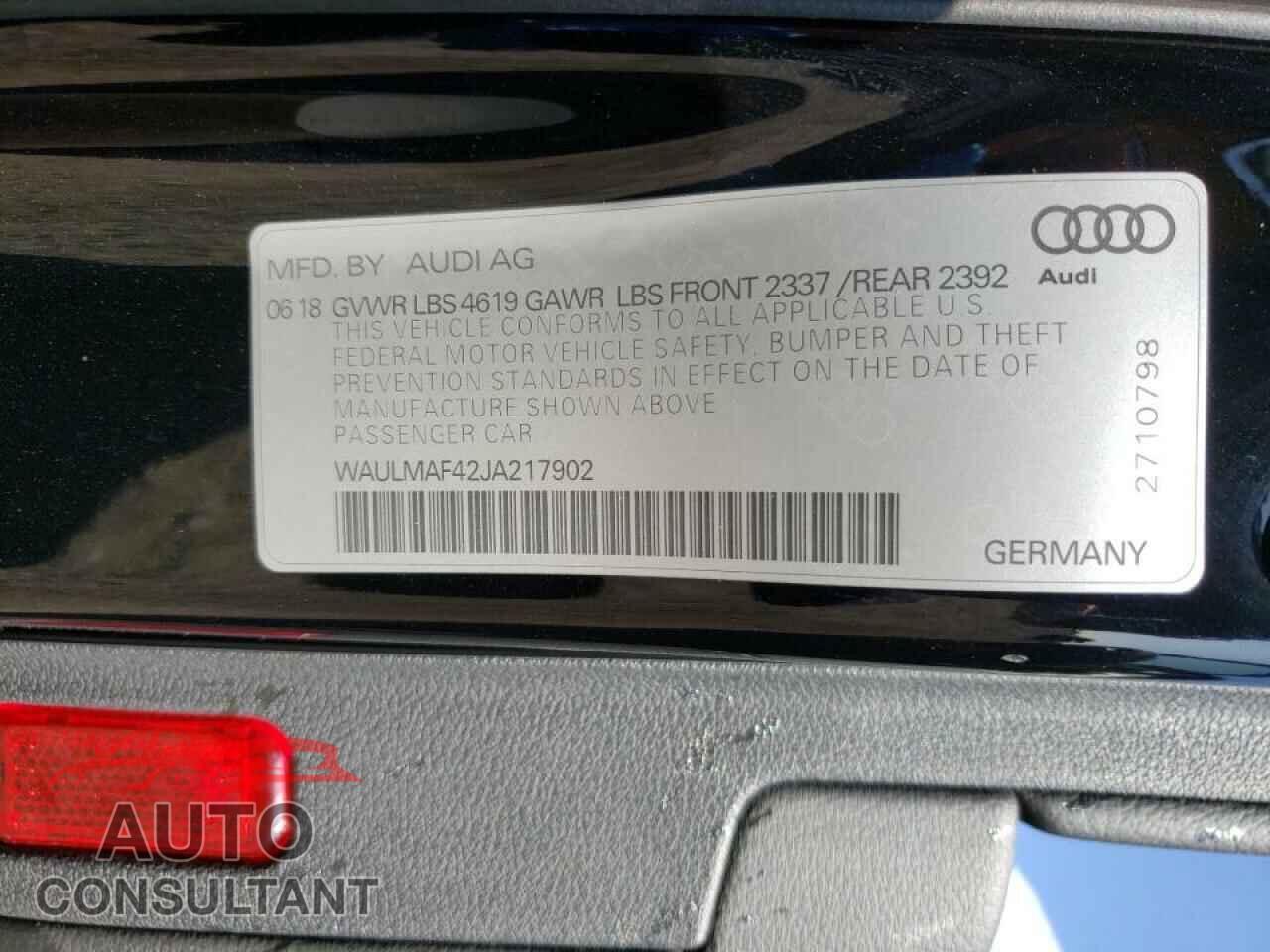 AUDI A4 2018 - WAULMAF42JA217902