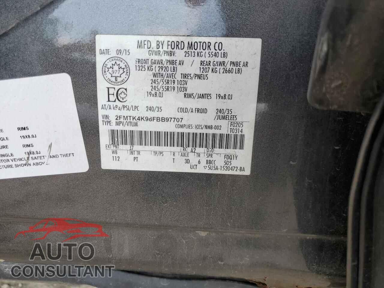 FORD EDGE 2015 - 2FMTK4K98FBB97707