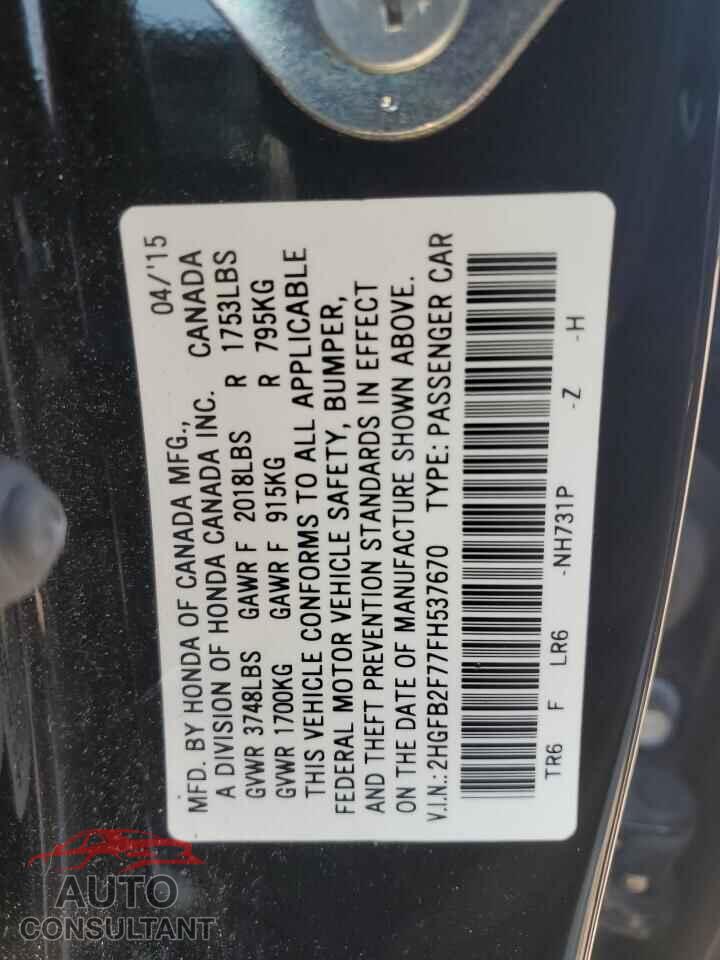HONDA CIVIC 2015 - 2HGFB2F77FH537670