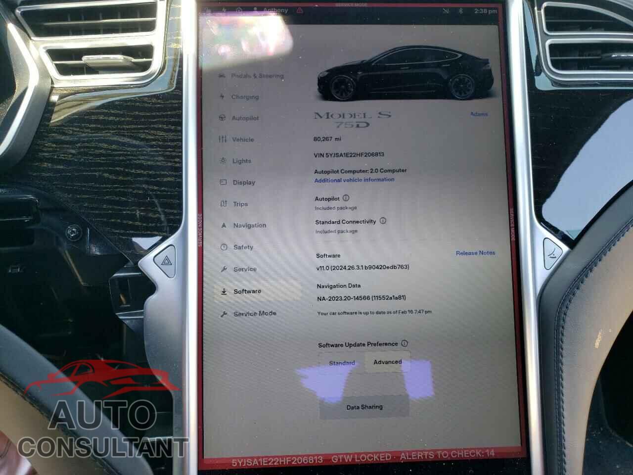 TESLA MODEL S 2017 - 5YJSA1E22HF206813