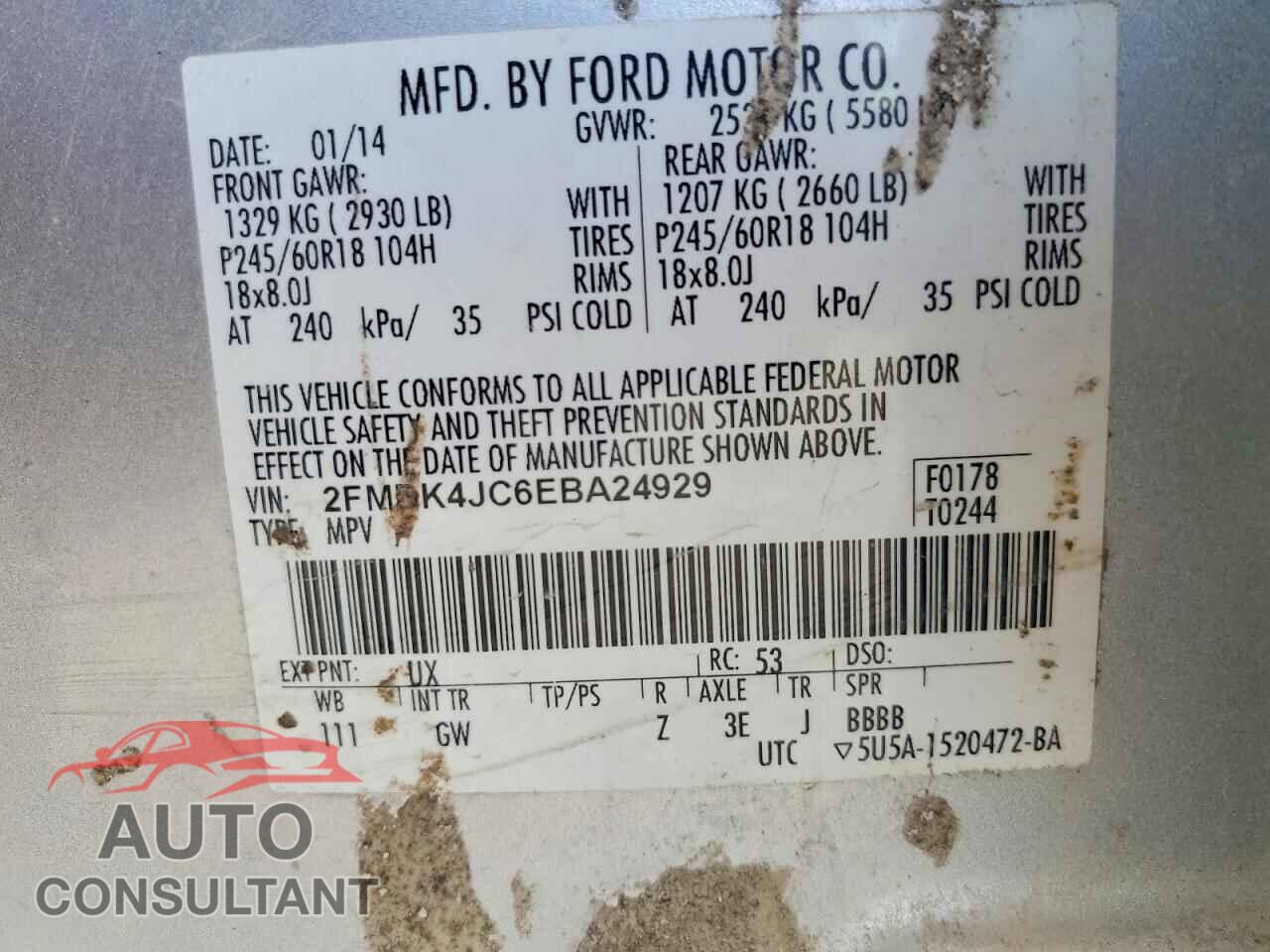FORD EDGE 2014 - 2FMDK4JC6EBA24929