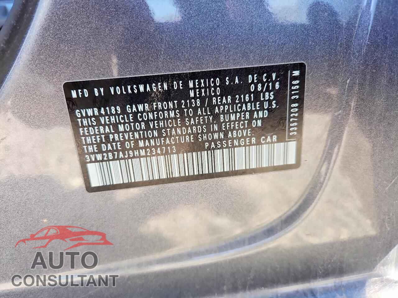VOLKSWAGEN JETTA 2017 - 3VW2B7AJ9HM234713