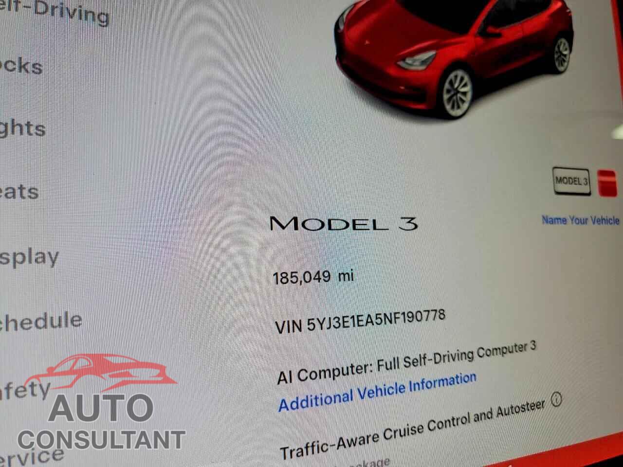 TESLA MODEL 3 2022 - 5YJ3E1EA5NF190778