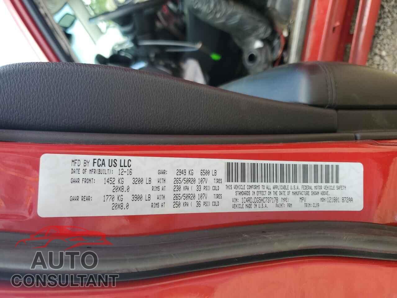 DODGE DURANGO 2017 - 1C4RDJDG5HC737178