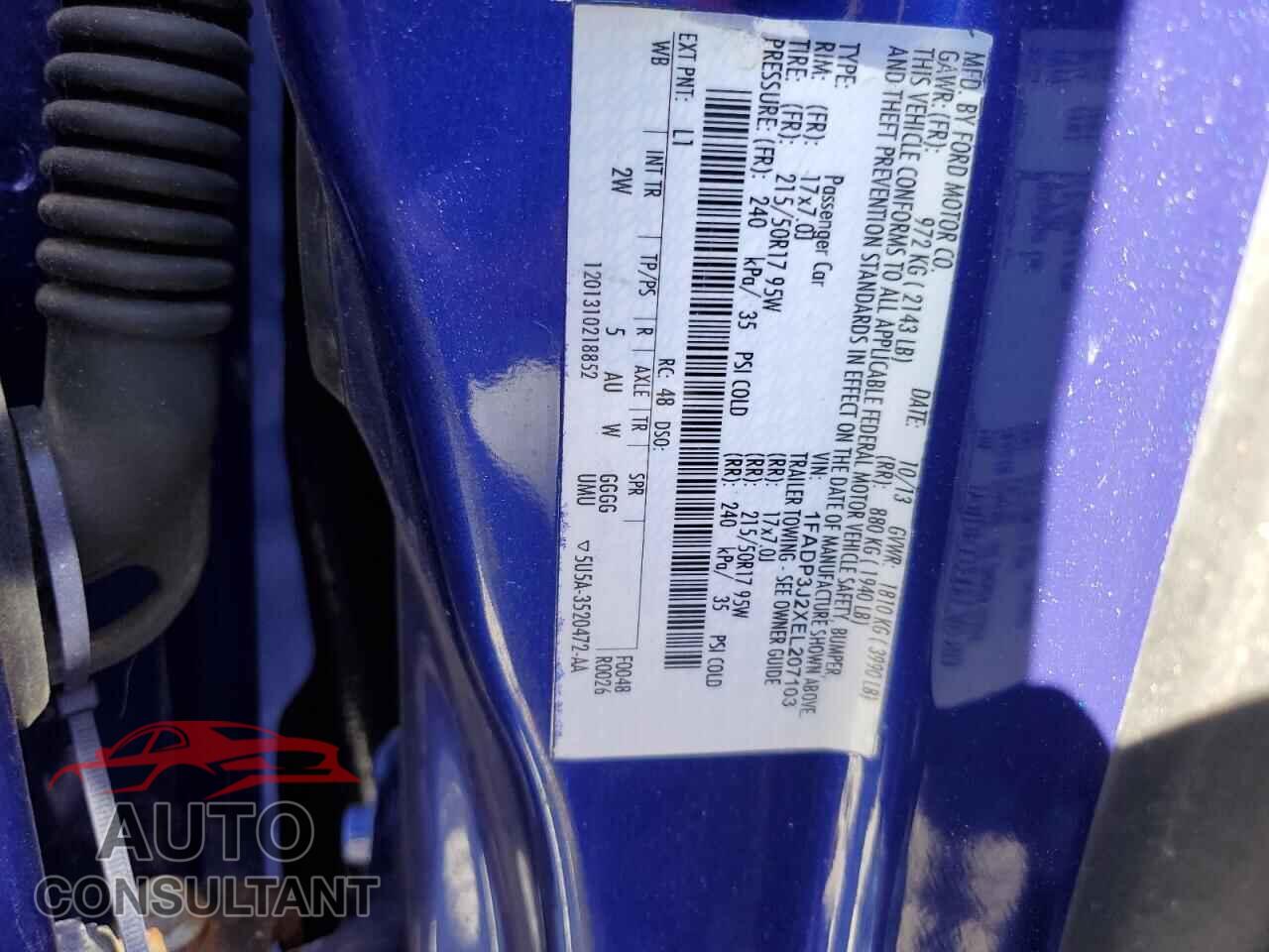FORD FOCUS 2014 - 1FADP3J2XEL207103