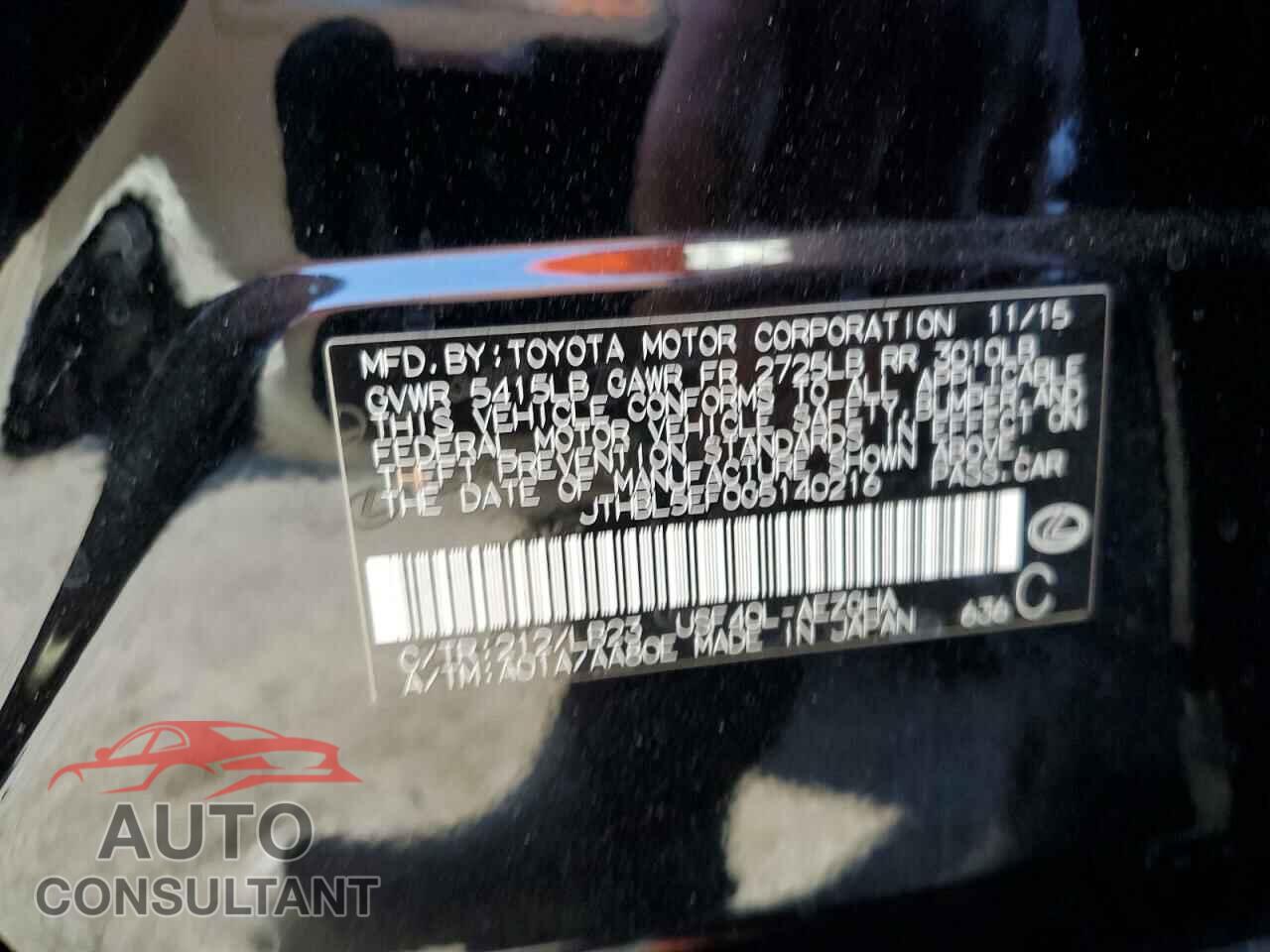 LEXUS LS460 2016 - JTHBL5EF0G5140216