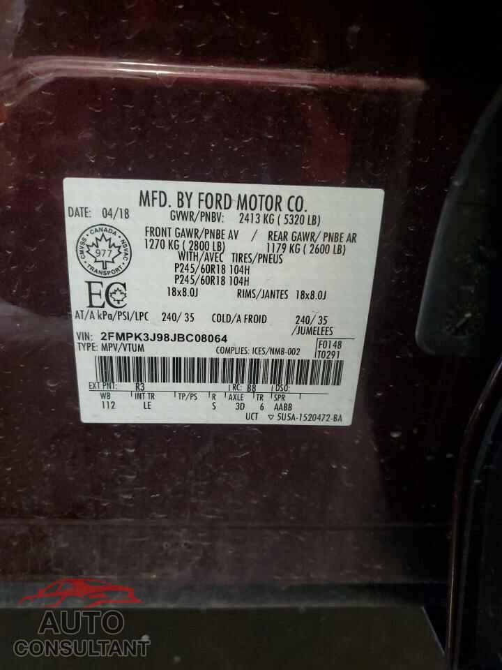 FORD EDGE 2018 - 2FMPK3J98JBC08064