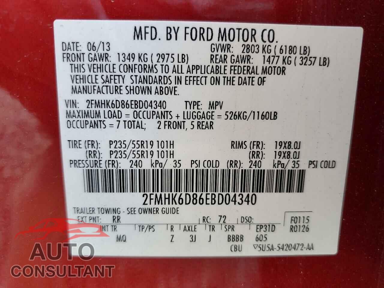 FORD FLEX 2014 - 2FMHK6D86EBD04340