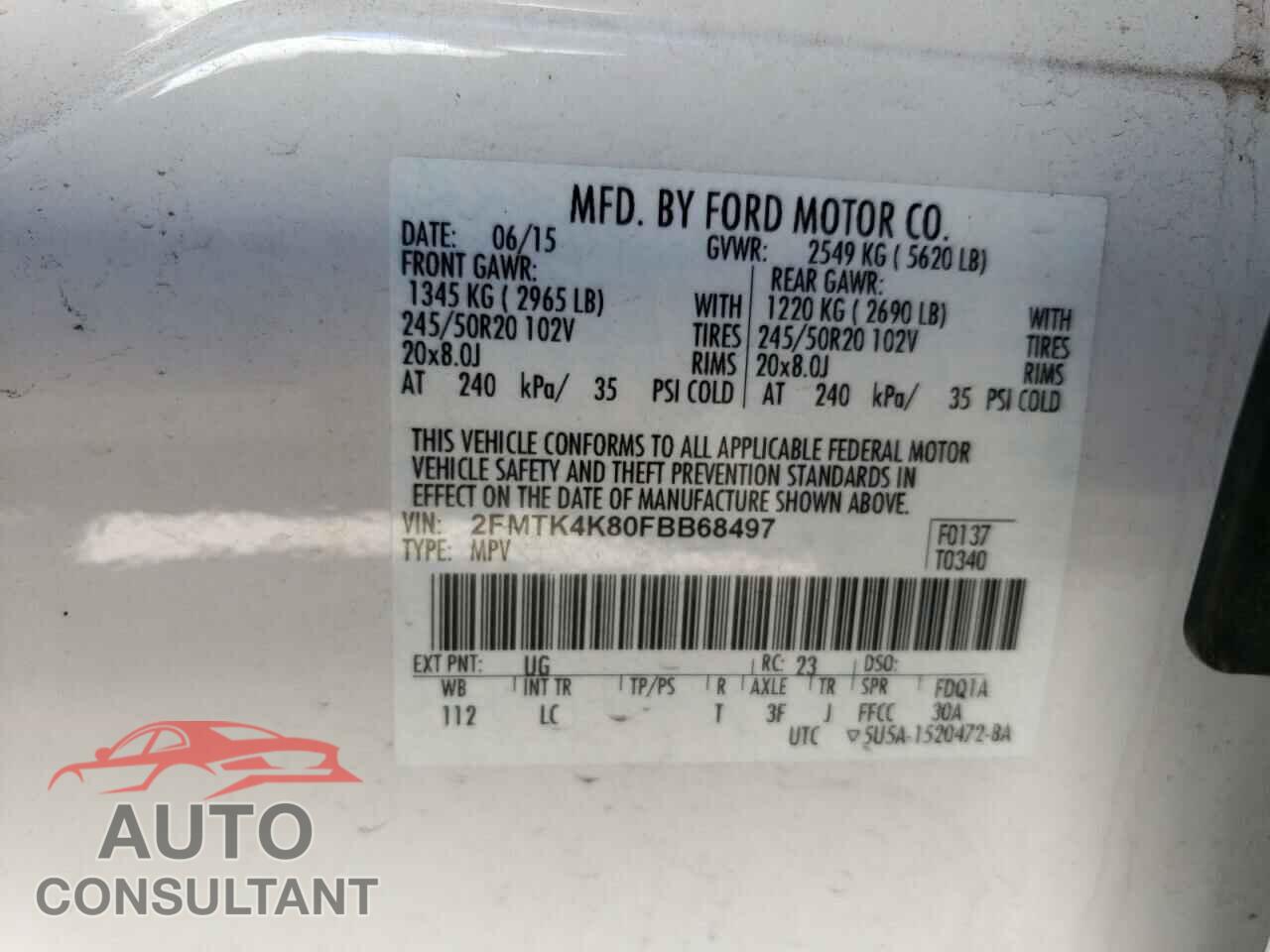 FORD EDGE 2015 - 2FMTK4K80FBB68497