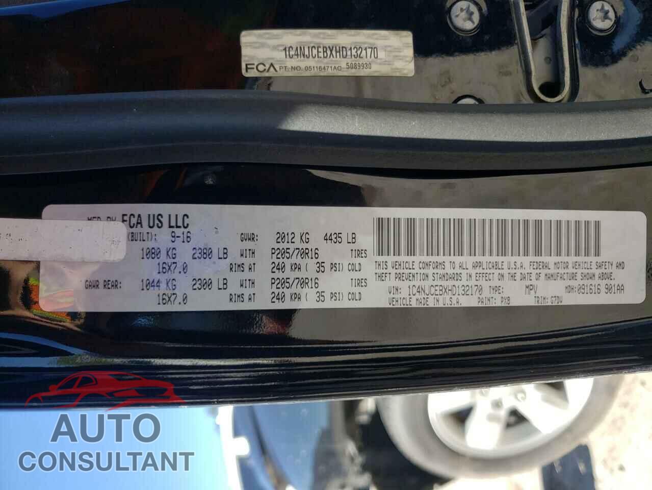JEEP COMPASS 2017 - 1C4NJCEBXHD132170