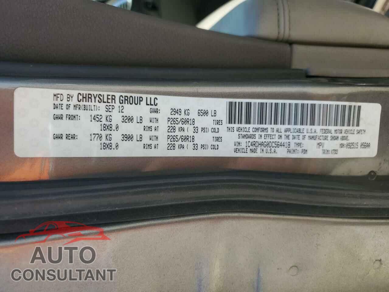 DODGE DURANGO 2013 - 1C4RDHAG0DC564418