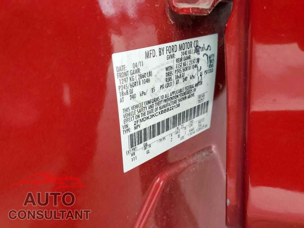 FORD EDGE 2011 - 2FMDK3KCXBBB22138