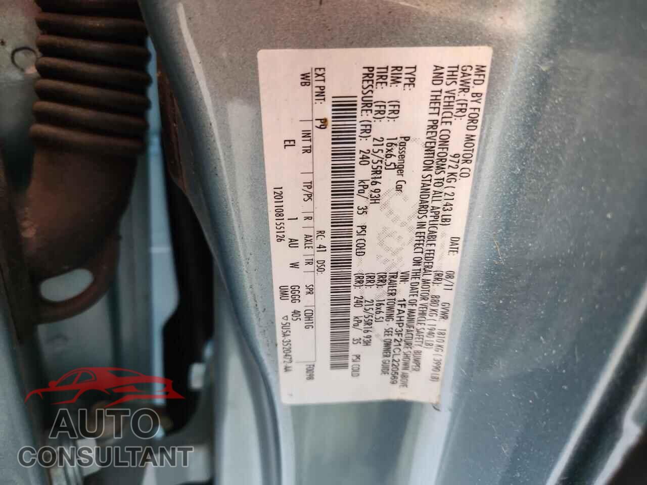 FORD FOCUS 2012 - 1FAHP3F21CL220569