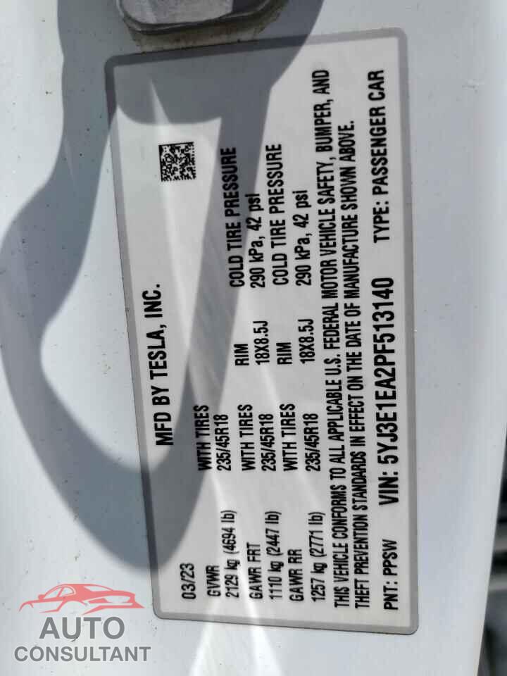 TESLA MODEL 3 2023 - 5YJ3E1EA2PF513140