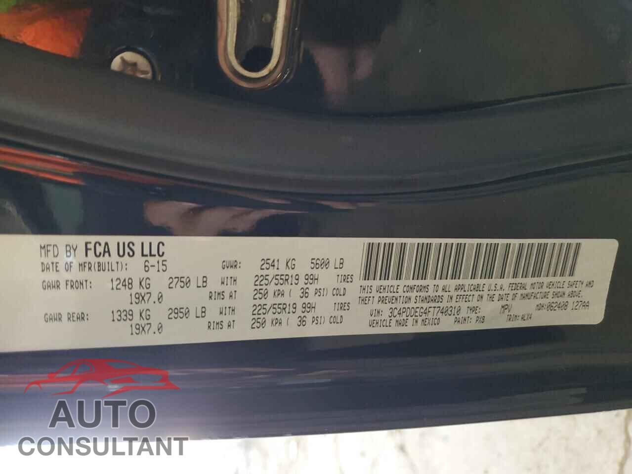 DODGE JOURNEY 2015 - 3C4PDDEG4FT740310