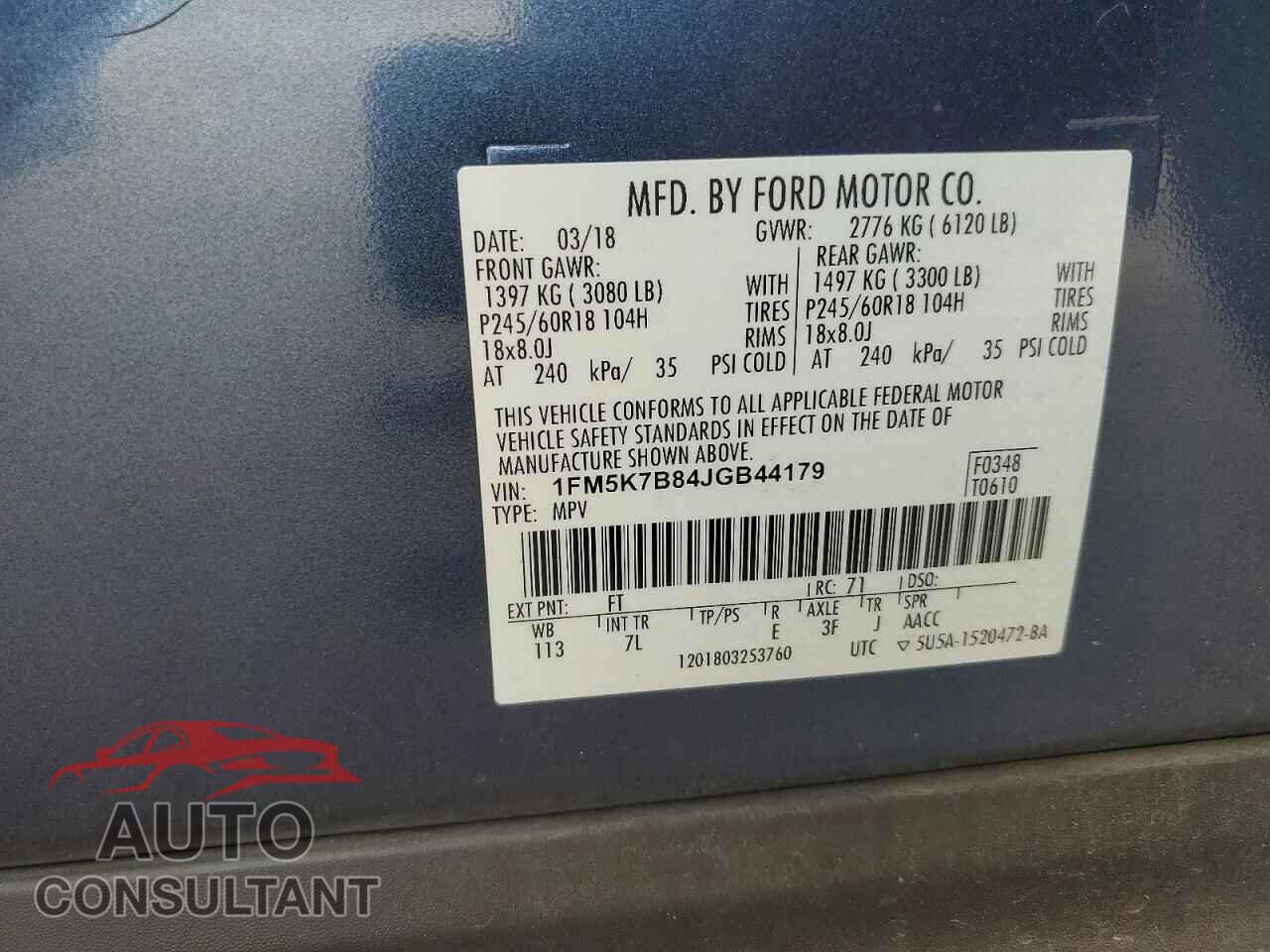 FORD EXPLORER 2018 - 1FM5K7B84JGB44179