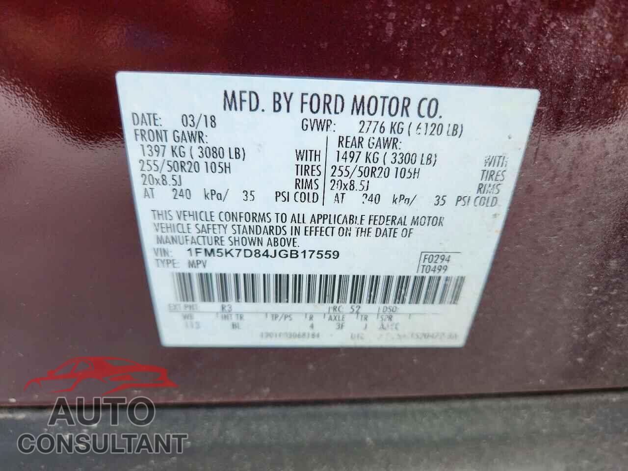 FORD EXPLORER 2018 - 1FM5K7D84JGB17559