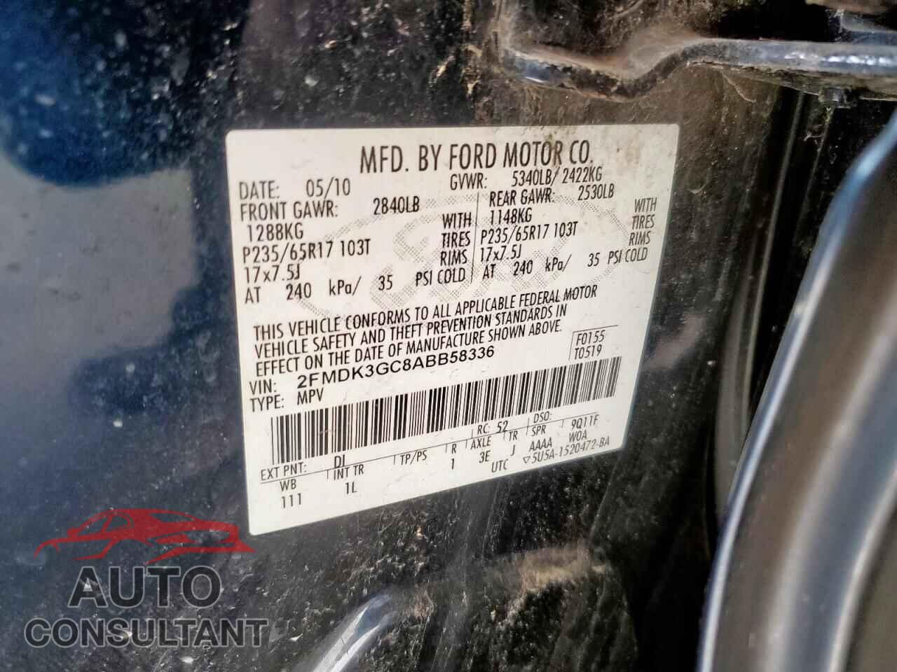 FORD EDGE 2010 - 2FMDK3GC8ABB58336