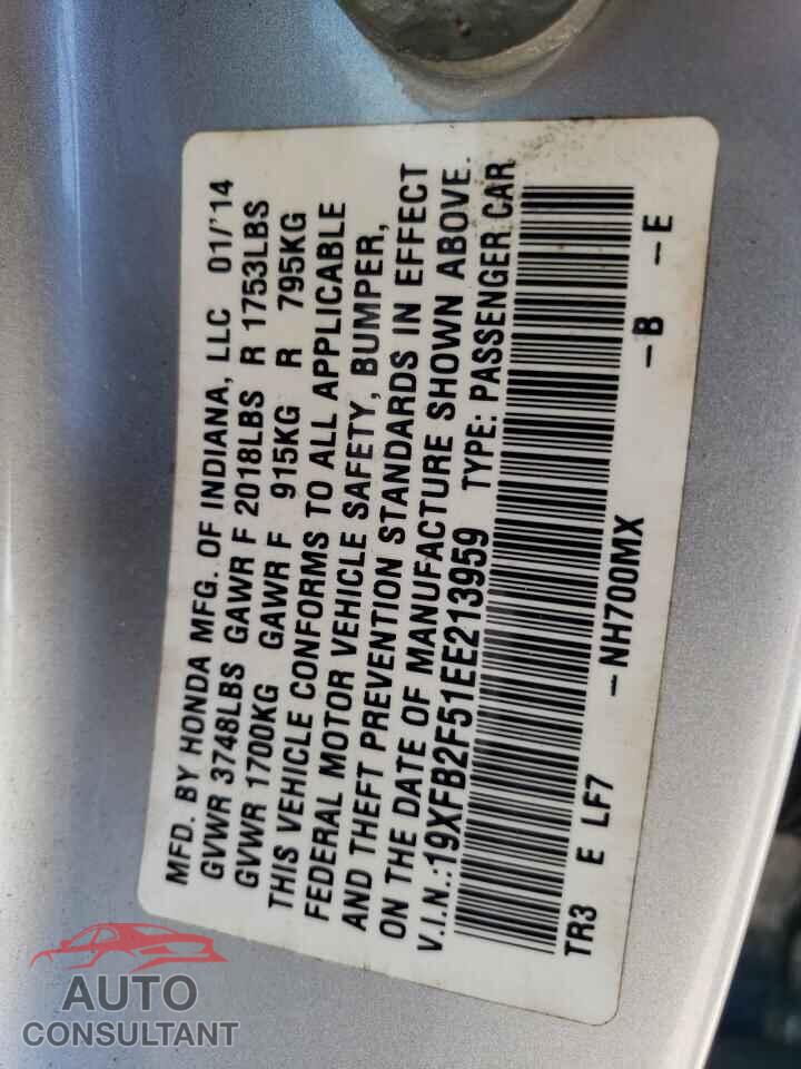 HONDA CIVIC 2014 - 19XFB2F51EE213959
