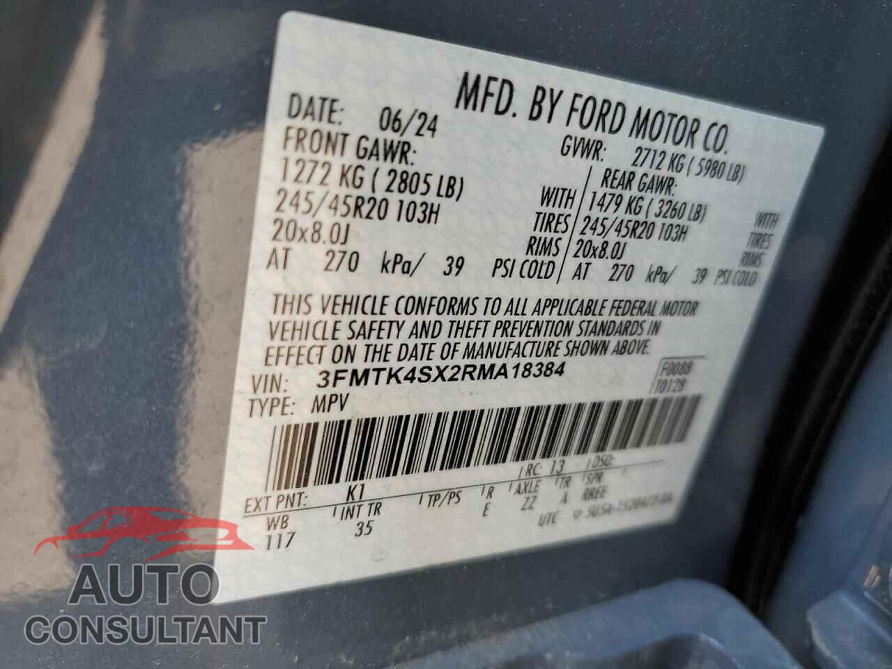 FORD MUSTANG 2024 - 3FMTK4SX2RMA18384