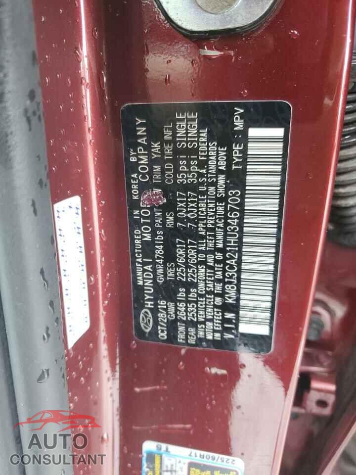 HYUNDAI TUCSON 2017 - KM8J3CA21HU346703