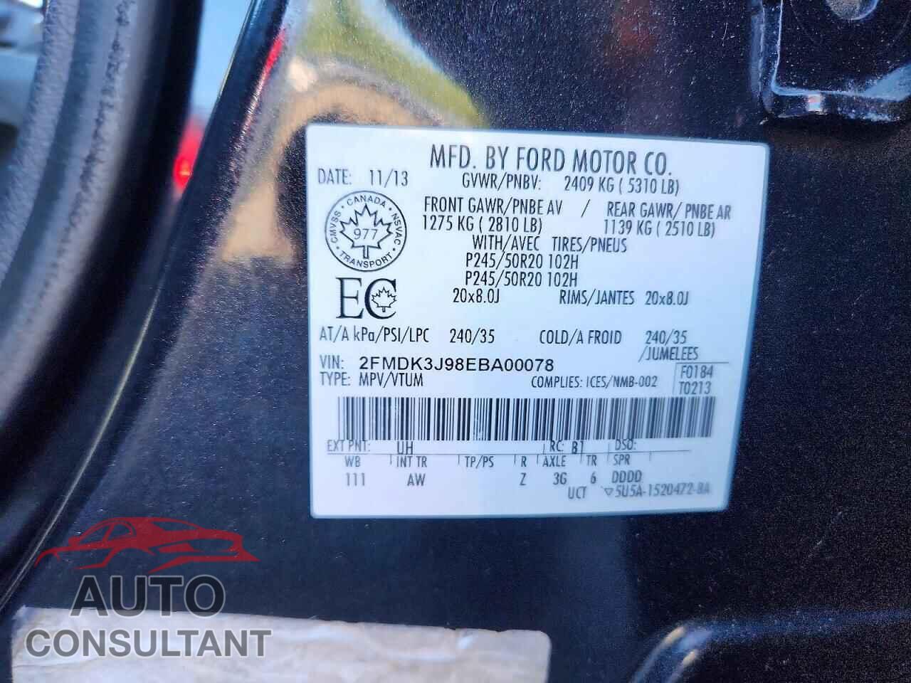 FORD EDGE 2014 - 2FMDK3J98EBA00078