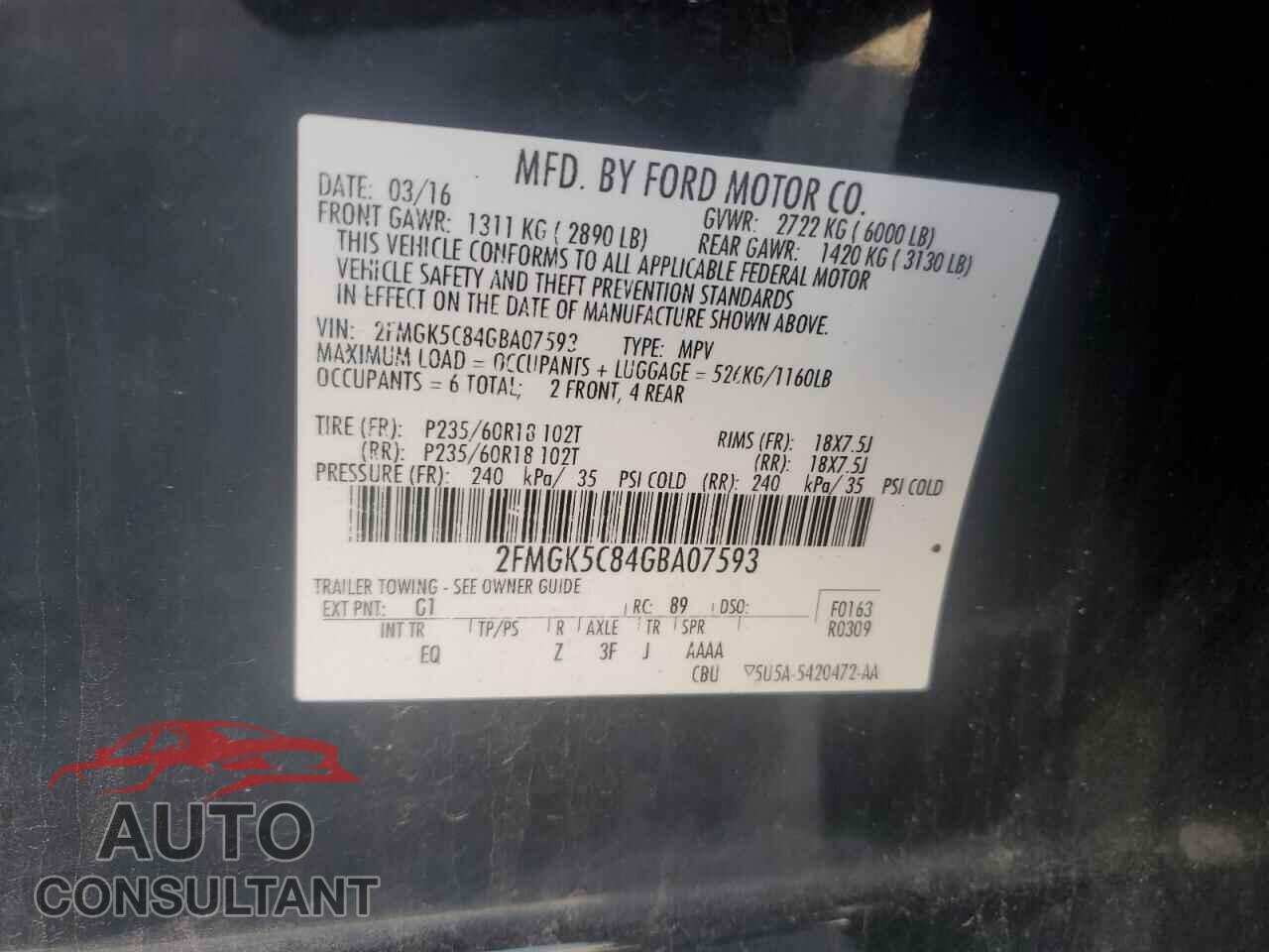 FORD FLEX 2016 - 2FMGK5C84GBA07593