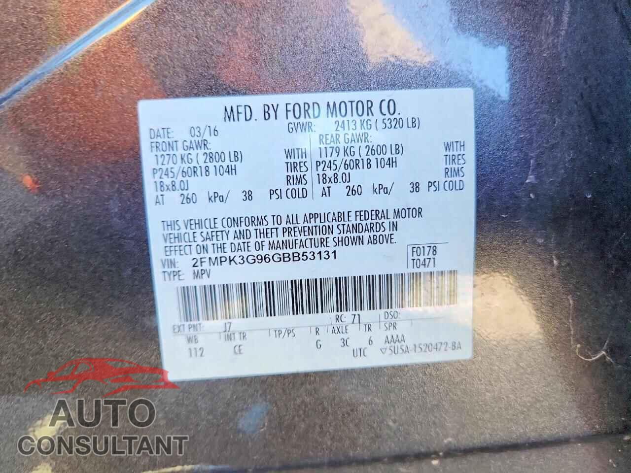 FORD EDGE 2016 - 2FMPK3G96GBB53131