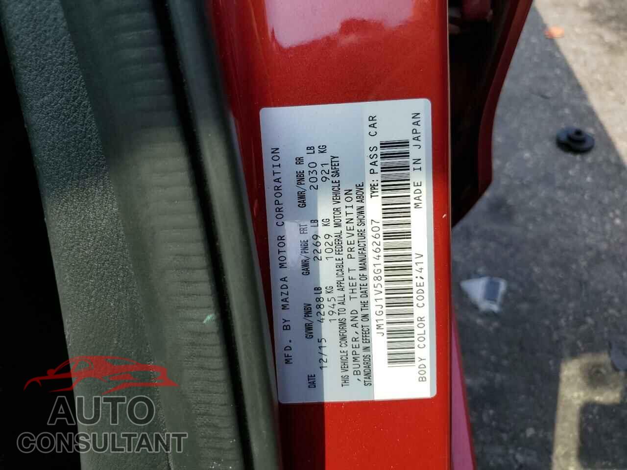 MAZDA 6 2016 - JM1GJ1V58G1462607