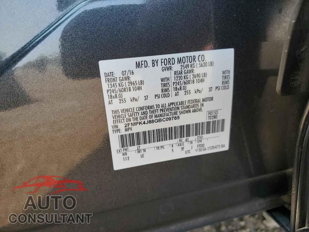 FORD EDGE 2016 - 2FMPK4J88GBC09785