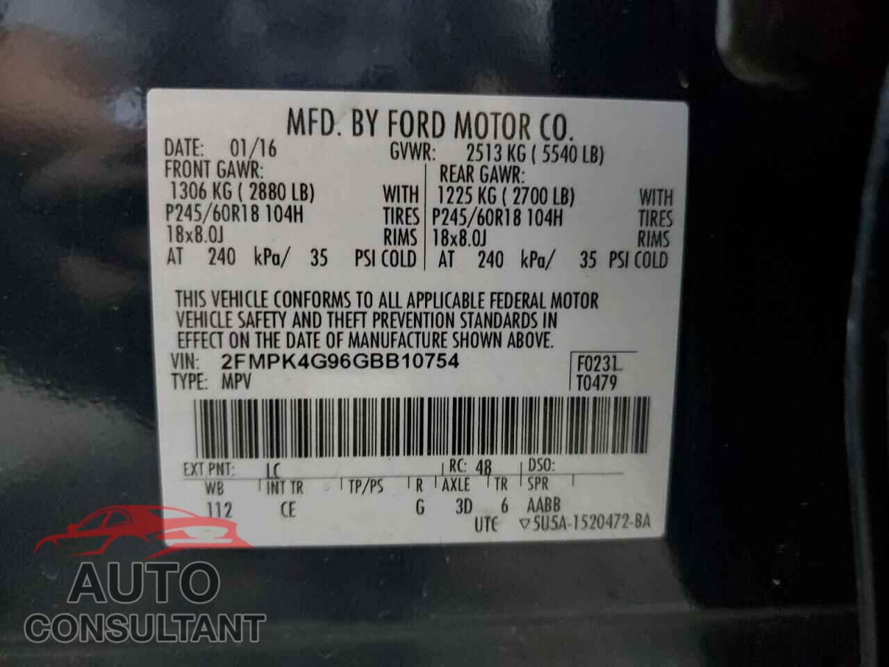 FORD EDGE 2016 - 2FMPK4G96GBB10754