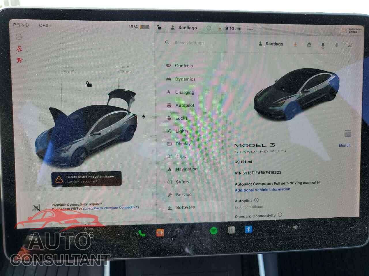 TESLA MODEL 3 2019 - 5YJ3E1EA6KF416323