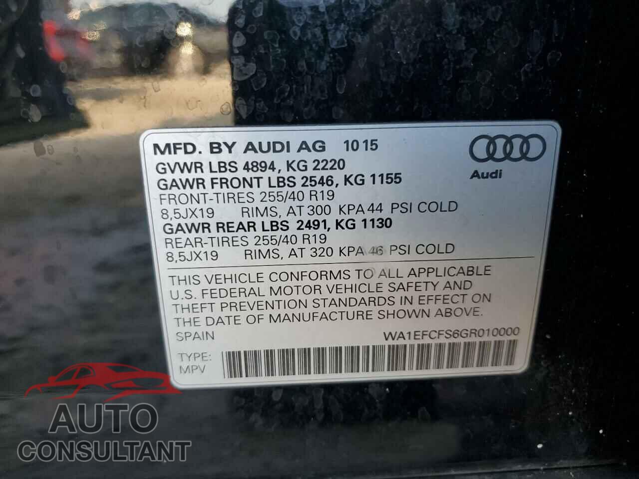 AUDI Q3 2016 - WA1EFCFS6GR010000