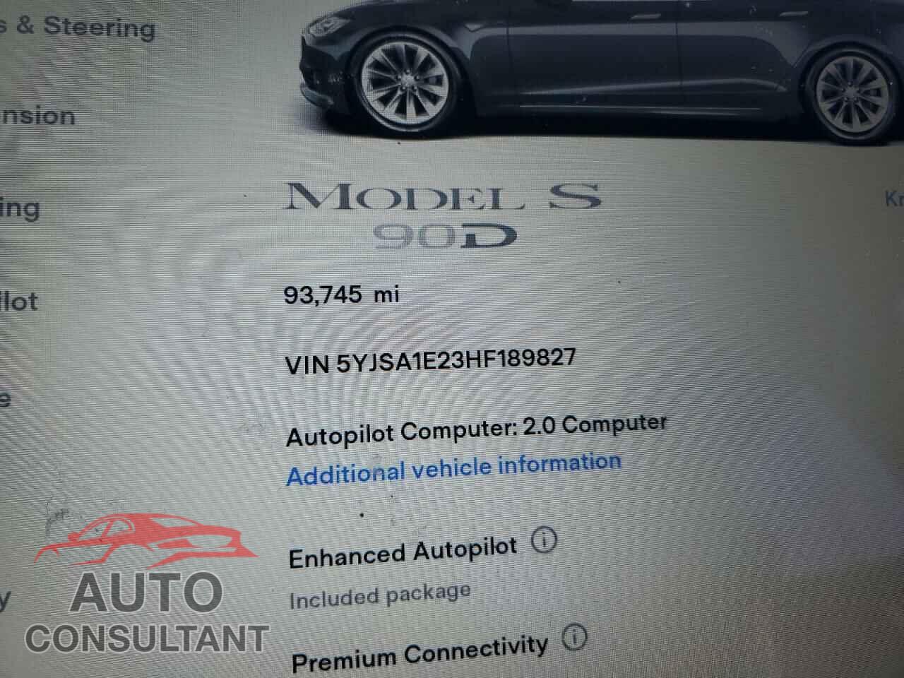TESLA MODEL S 2017 - 5YJSA1E23HF189827