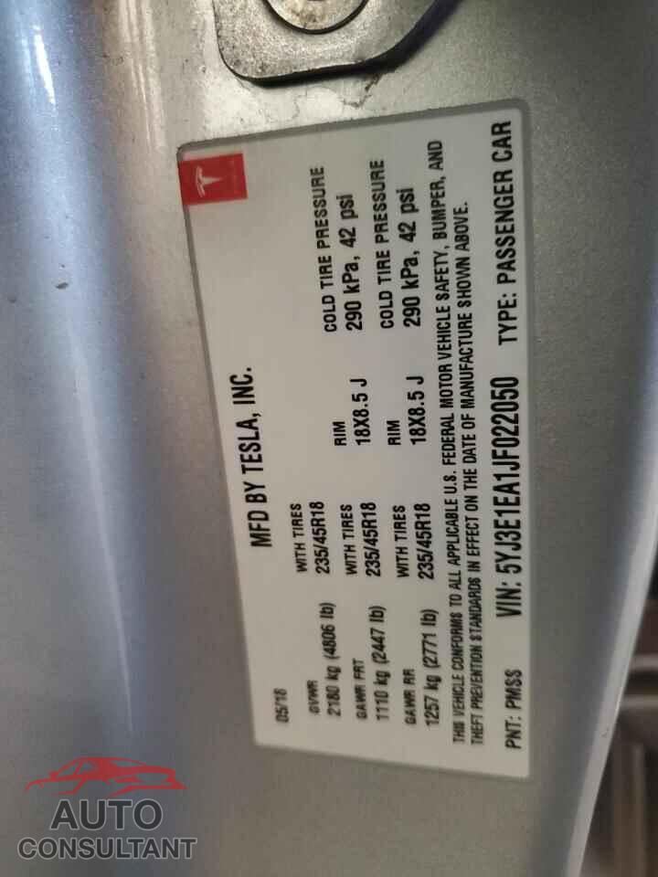 TESLA MODEL 3 2018 - 5YJ3E1EA1JF022050